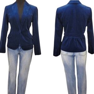 Talbots Velvet Single Button Pocket Back Pelpum Blazer
